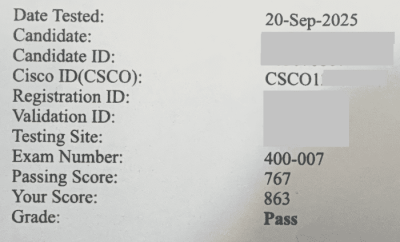 9/20 Taibei CCDE 400-007 Pass