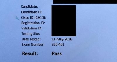 5/11 Passed CCNP 350‑401 Exam in the US