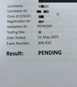 May 22, passed 300-410 test
